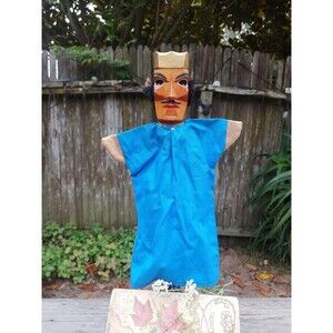 Vintage Carved Wood Duke Hand Puppet, Collectable German Folk Art